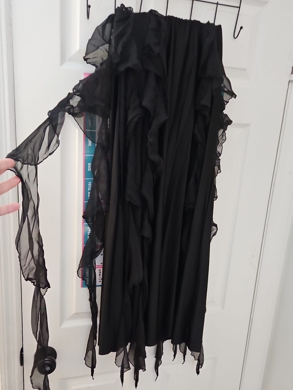 Black Asymmetrical Ruffle Maxi Skirt - Women